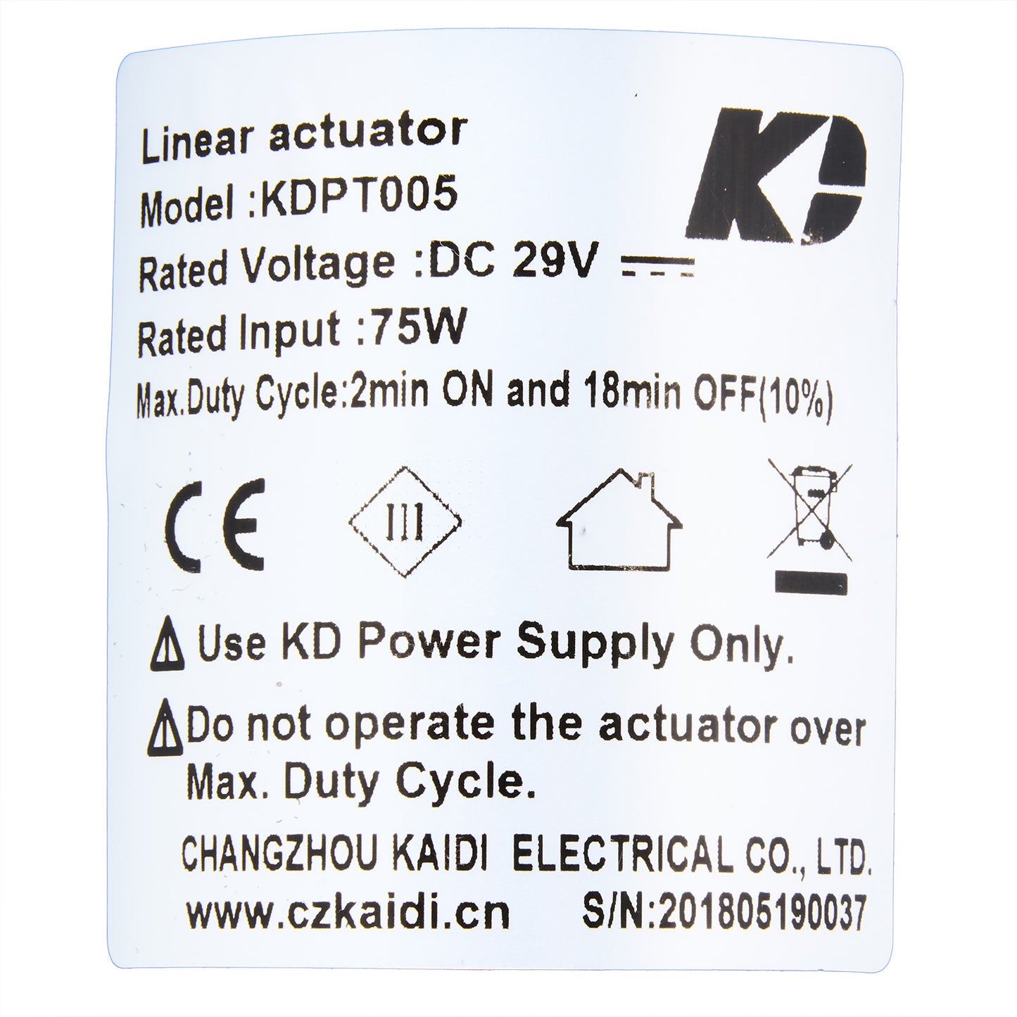 KAIDI KDPT005-113 Linear Actuator for Recliner/Lift Chair