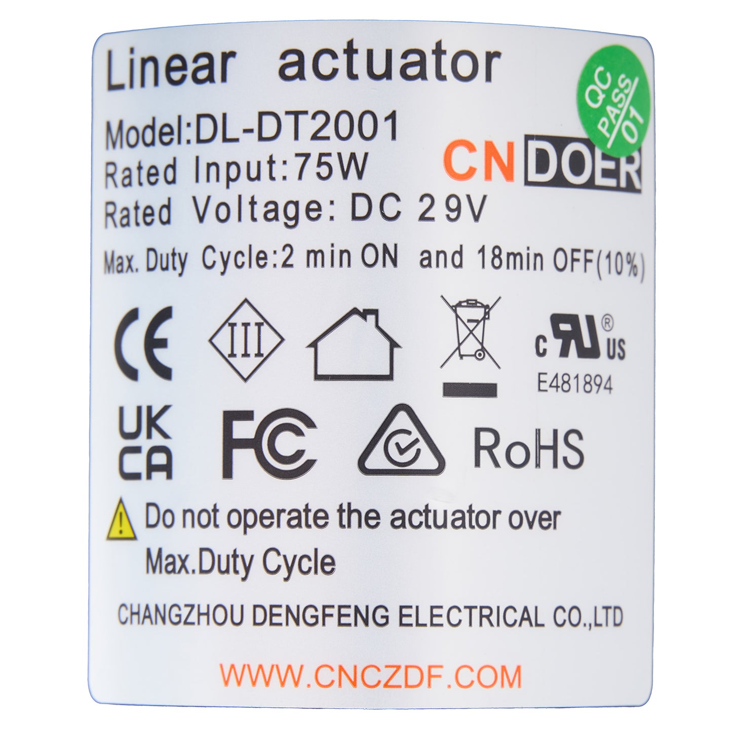 CN DOER DL-DT2001-32-002-B Linear Actuator for Recliner/Lift Chair