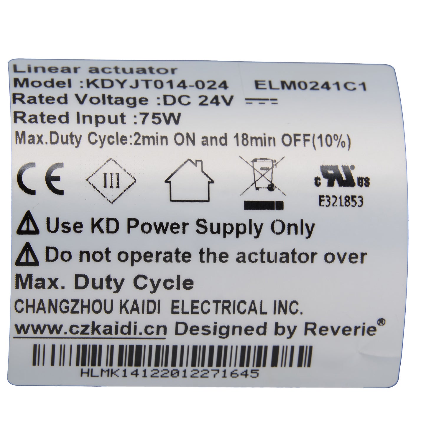 KAIDI KDYJT014-024 ELM0241C1 Linear Actuator for Recliner/Lift Chair