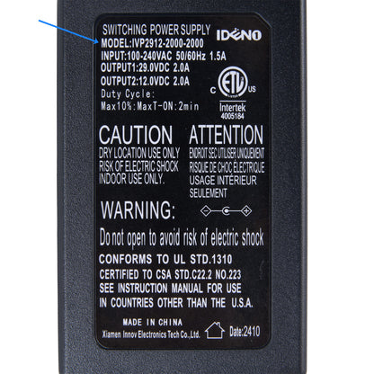 Ideno IVP2912-2000-2000 Switching Power Supply Tag