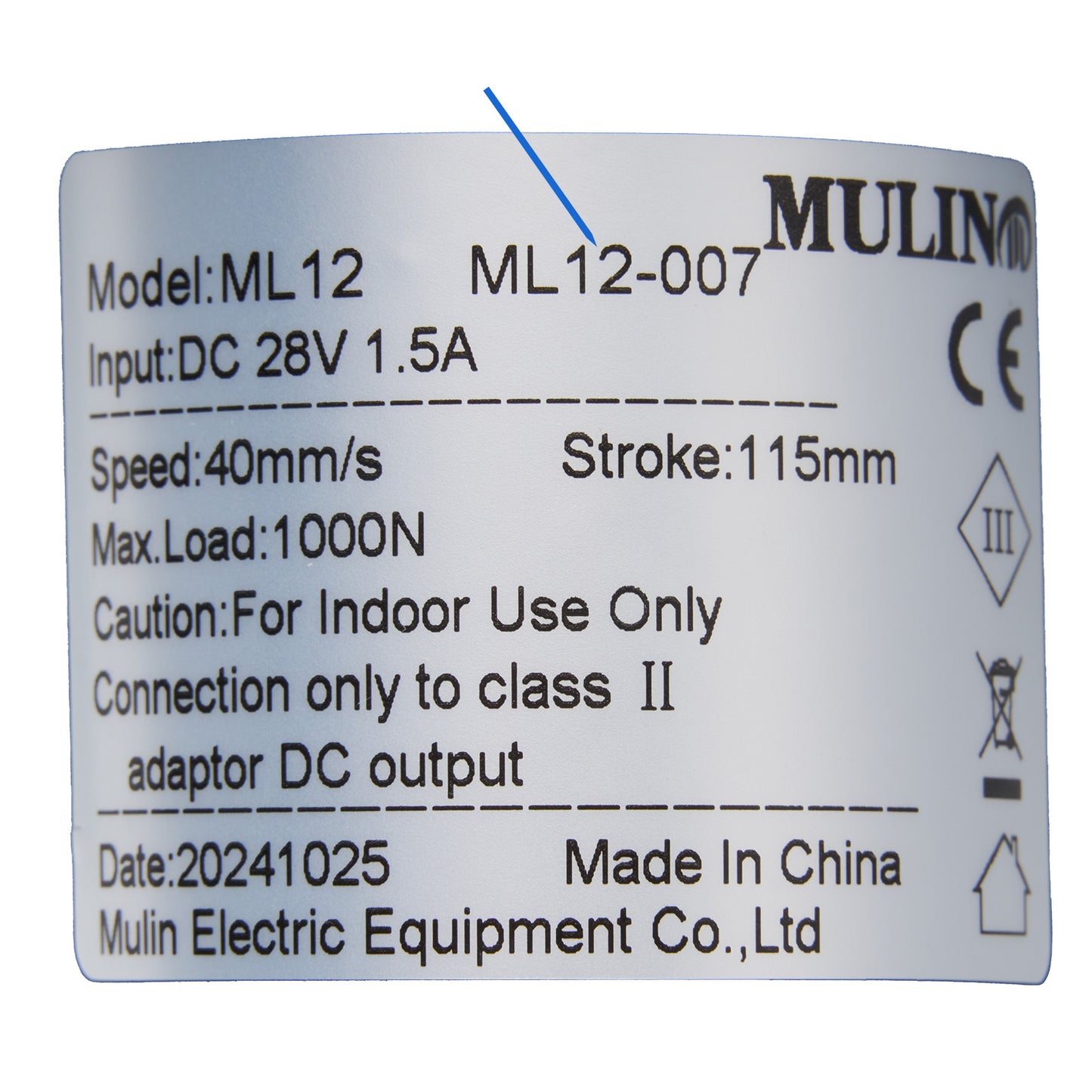 MULIN ML12-007 Linear Actuator for Recliner/Lift Chair