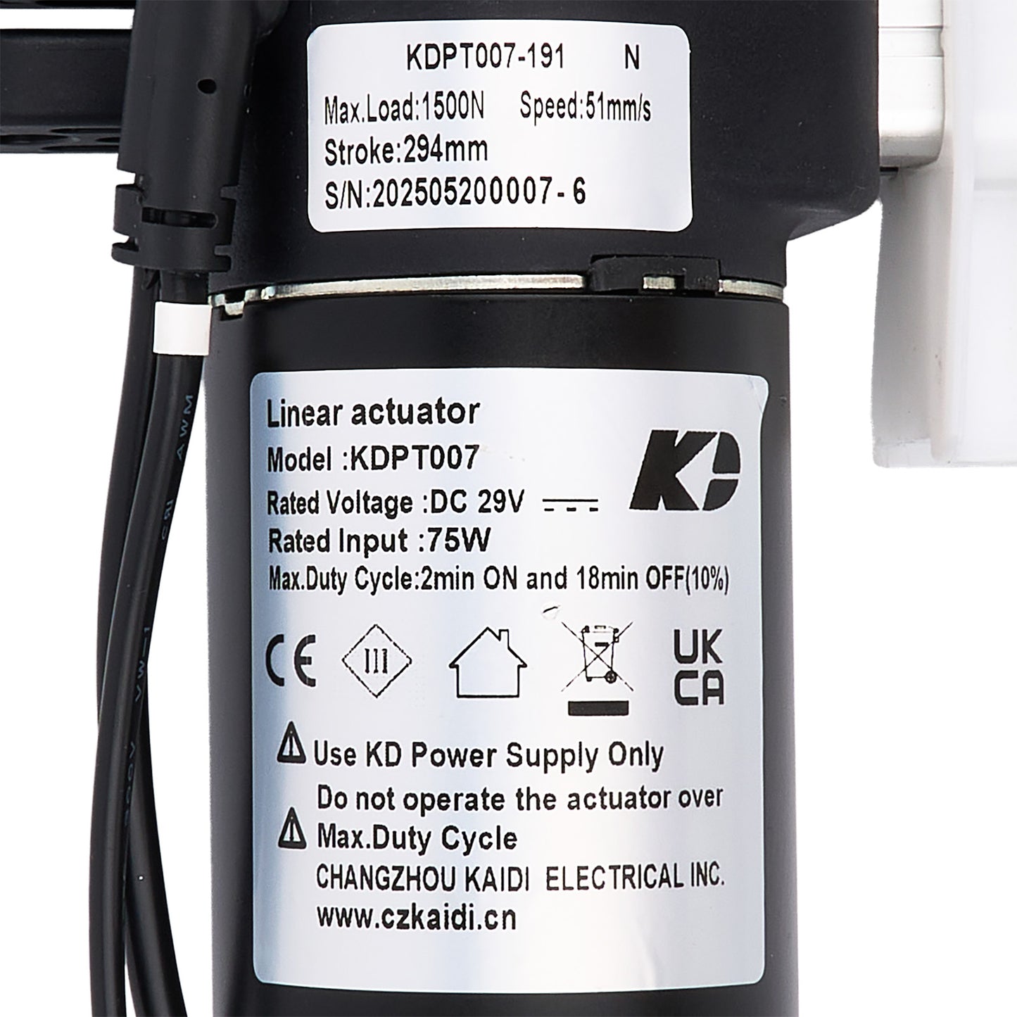 KAIDI KDPT007-191 N Linear Actuator for Recliner/Lift Chair