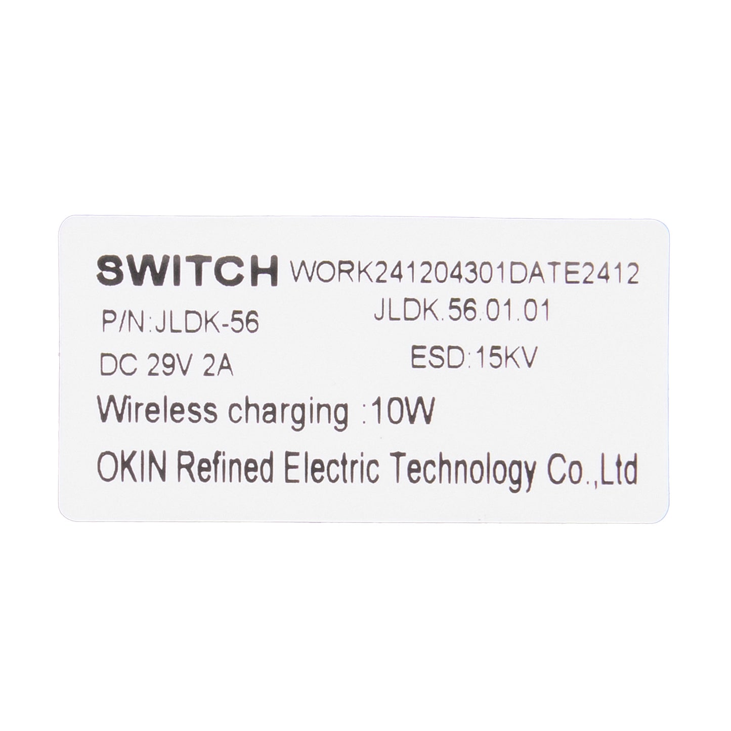 OKIN JLDK.56.01.01 Wireless Charger Panel for Sofa Armrest Drop-down Table or Console