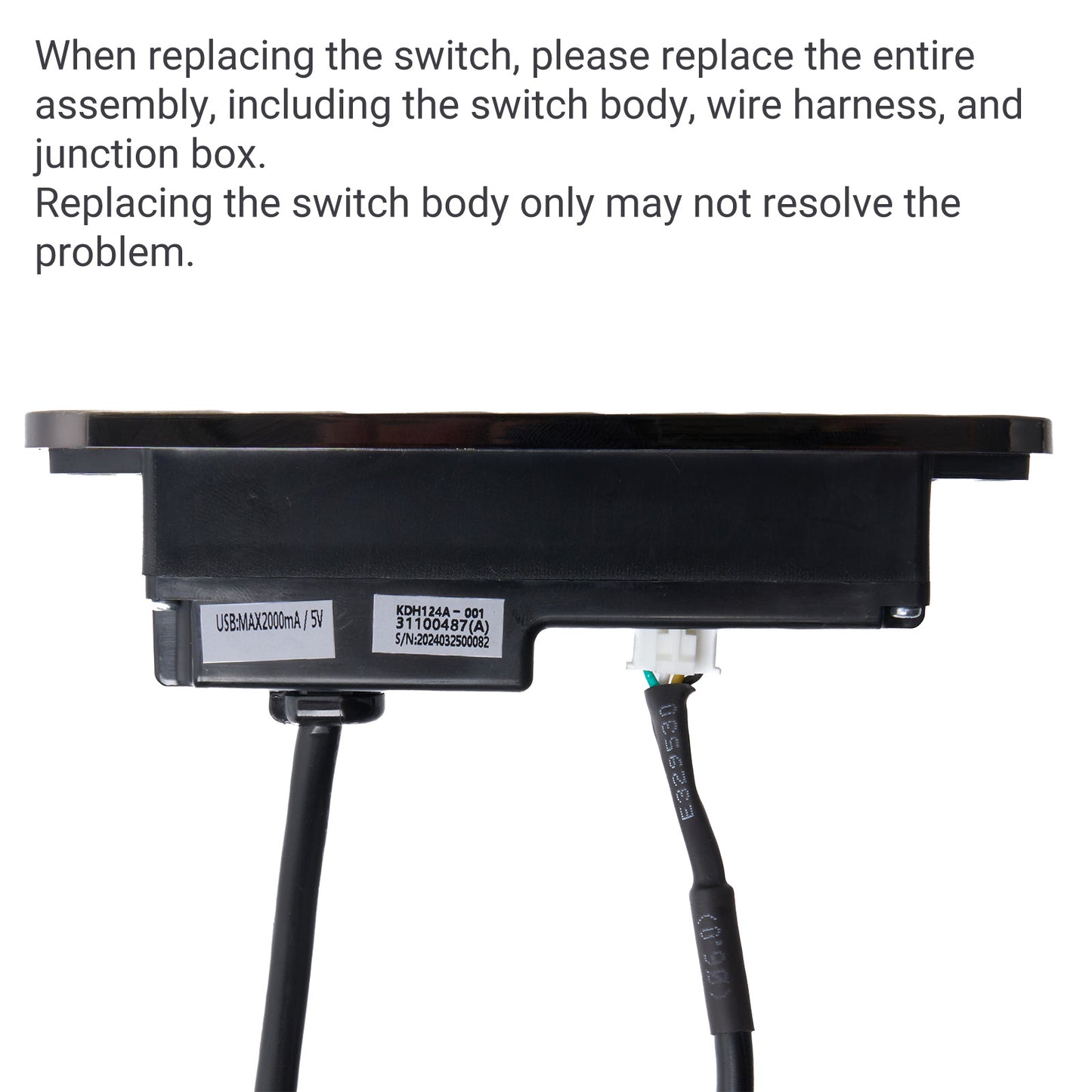 KDH124A-001 Switch for Recliner 5-Button 5-Pin with USB