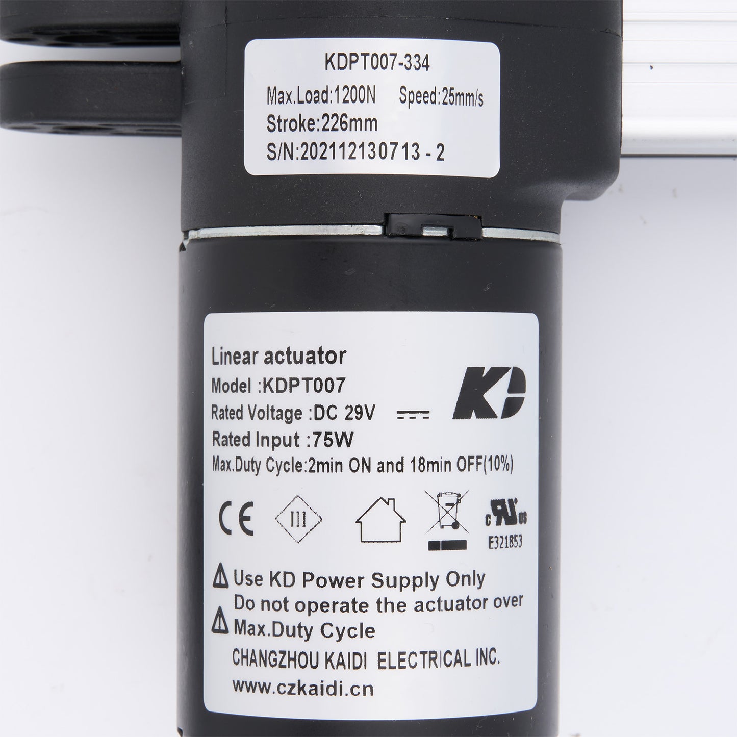 Genuine Kaidi KDPT007-334 Linear Actuator Assembly