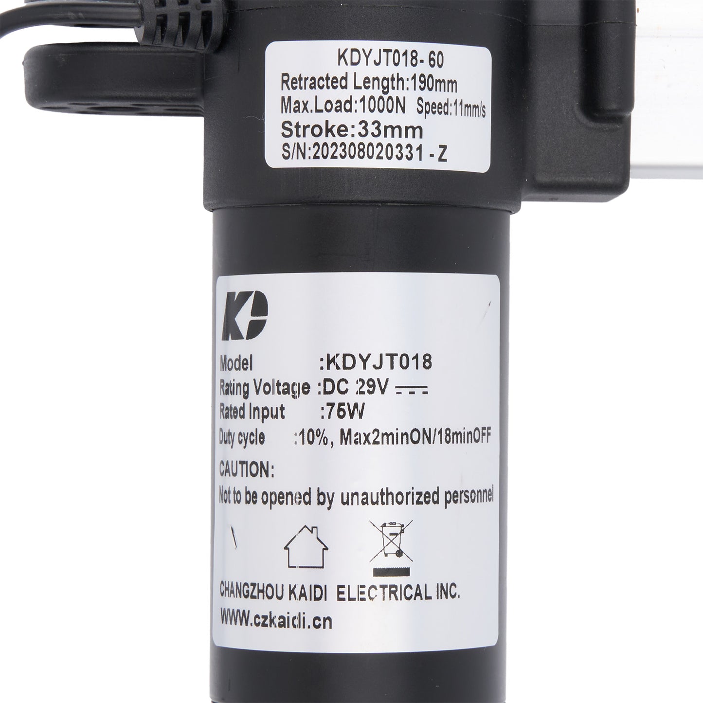 KAIDI KDYJT018-60 Linear Actuator for Recliner/Lift Chair