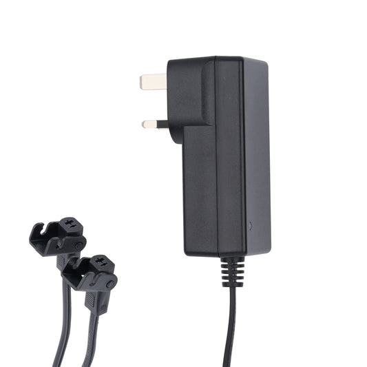 29V 2A Power Adapter Kit with Dual 2-Pin Output Plugs for Two Seats Recliner Sectional Love Seats - British AC Plug