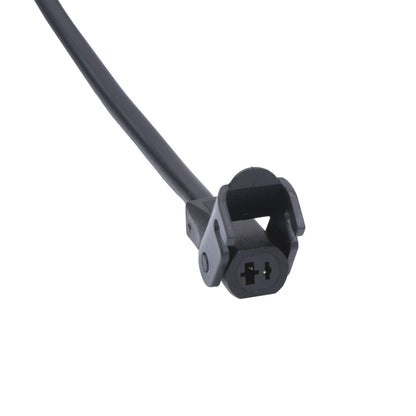 Black cable connector on a white background