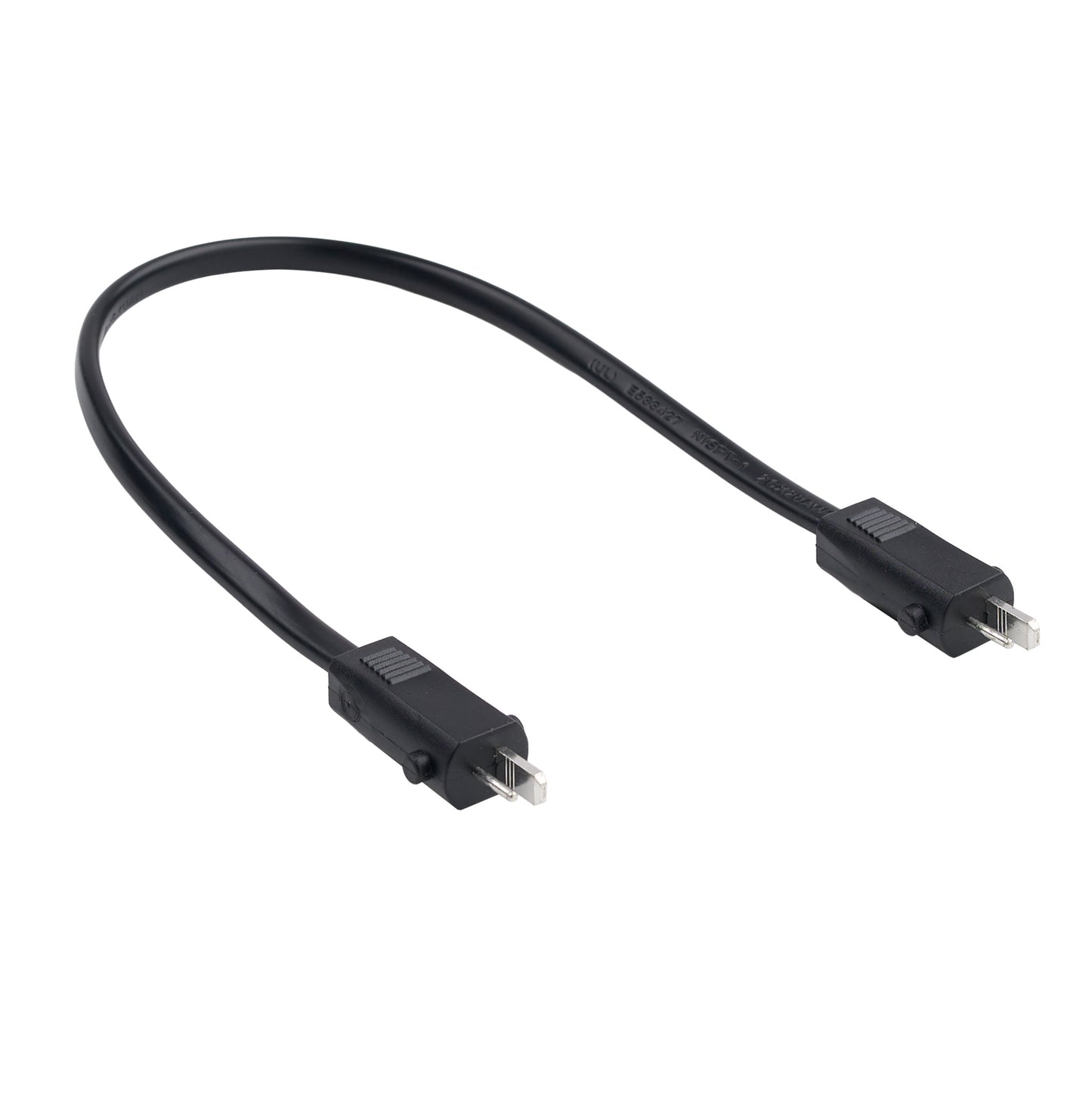Black USB cable with connectors on a white background