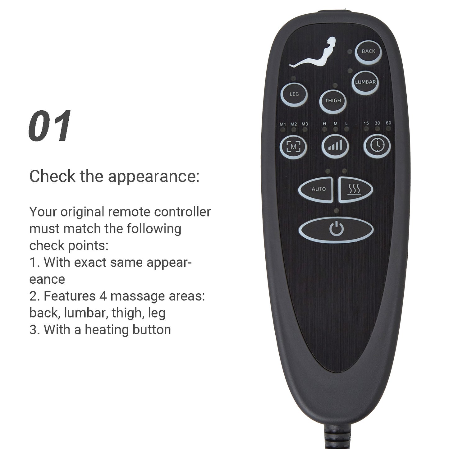 LN-605-8JR 10 Button Heat & Vibration Massage Remote Controller – 8 Pin with Type C