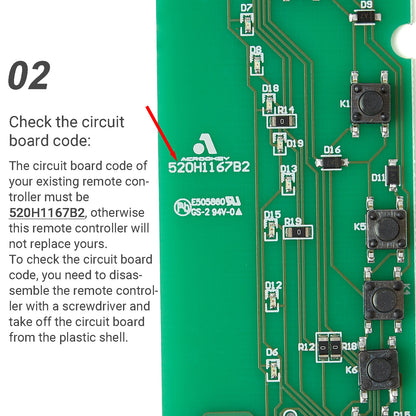 Acrookey 520H1167B2 Heat & Vibration Remote Controller for Motion Furnitures 9 Button 8 Pin