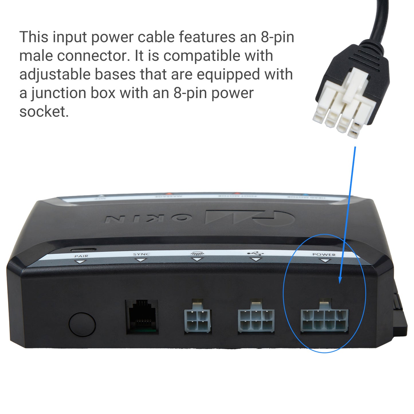 2-pin to 8-pin Adjustable Base Input Power Cord