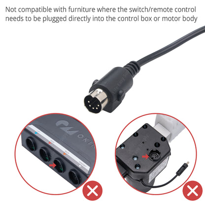 5-Pin Retractable Remote Control Extension Cable for Recliners Lift Chairs, Male to Female, 5ft