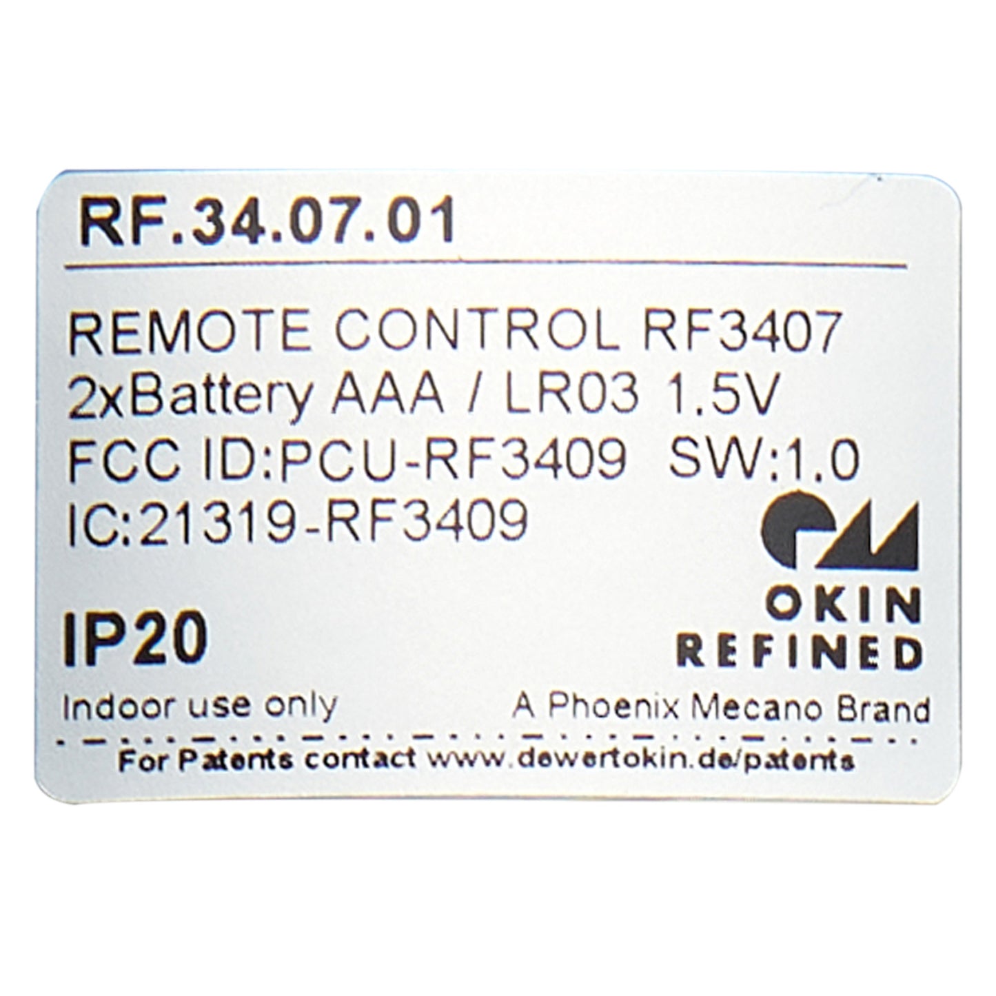 OKIN RF.34.07.01 7-Button Wireless Remote Controller for Adjustable Bed