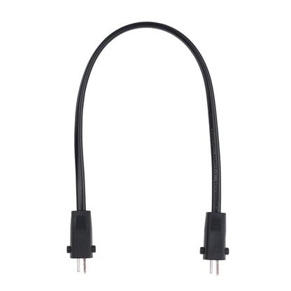 Black cable with two connectors on a white background