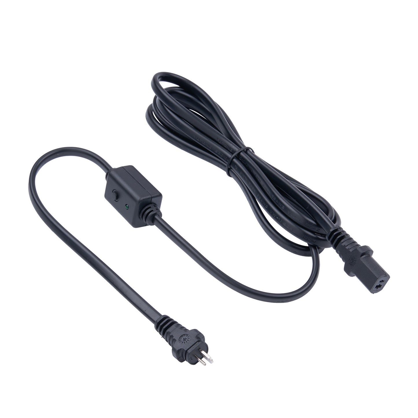2-Pin DC Power Cable with ON/OFF Button & Indication Light (Male to Female, 6.7ft)