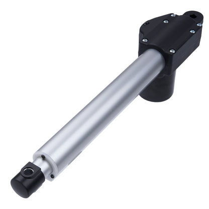 Mechanical actuator with black end covers on a white background