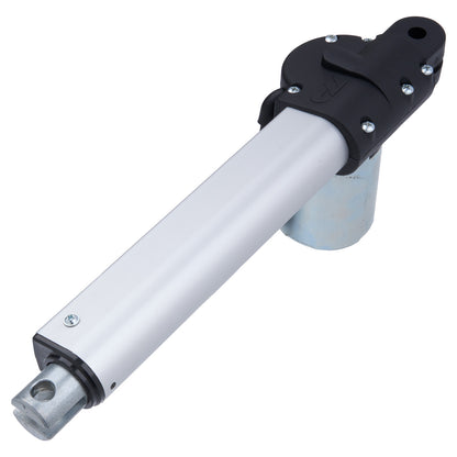 White cylindrical actuator with black housing on a white background