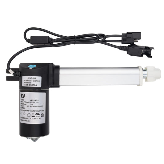 Linear actuator with cables on a white background
