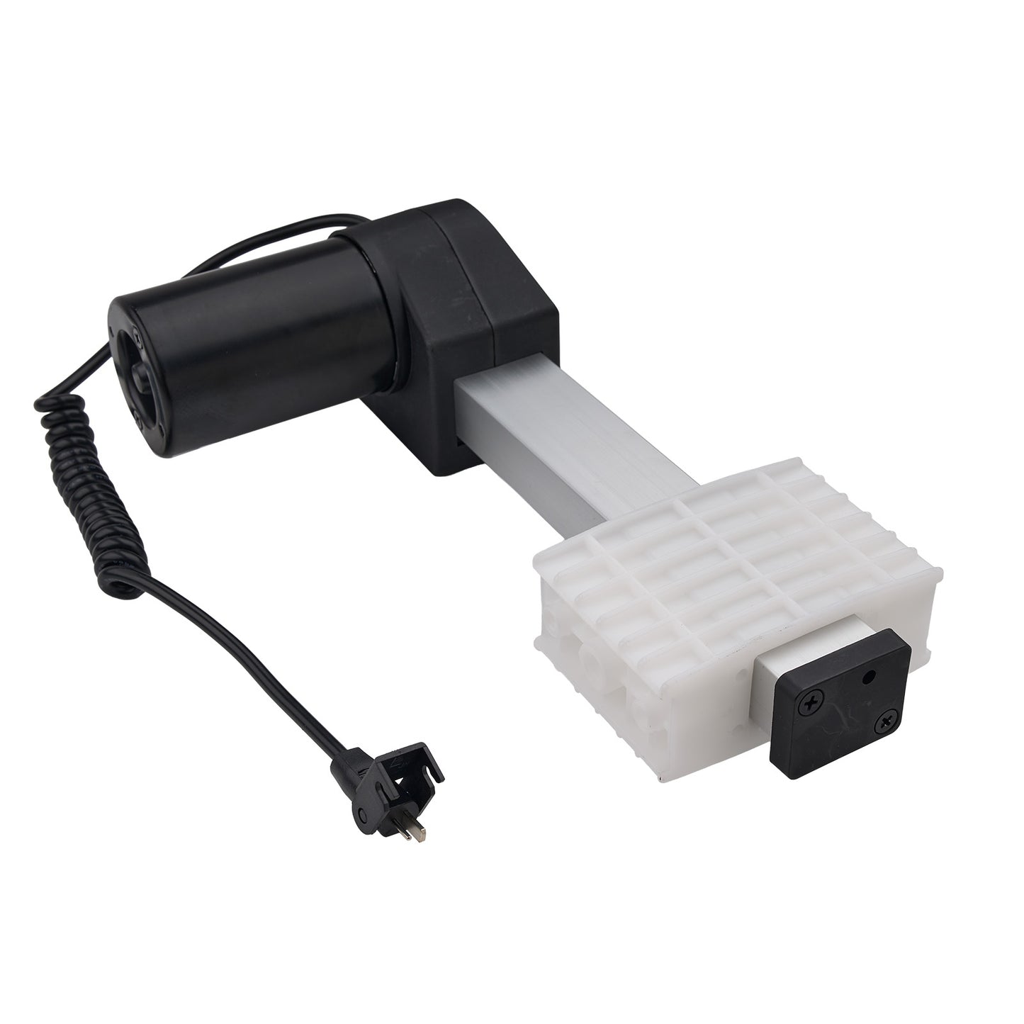 Mechanical component with black and white parts on a white background