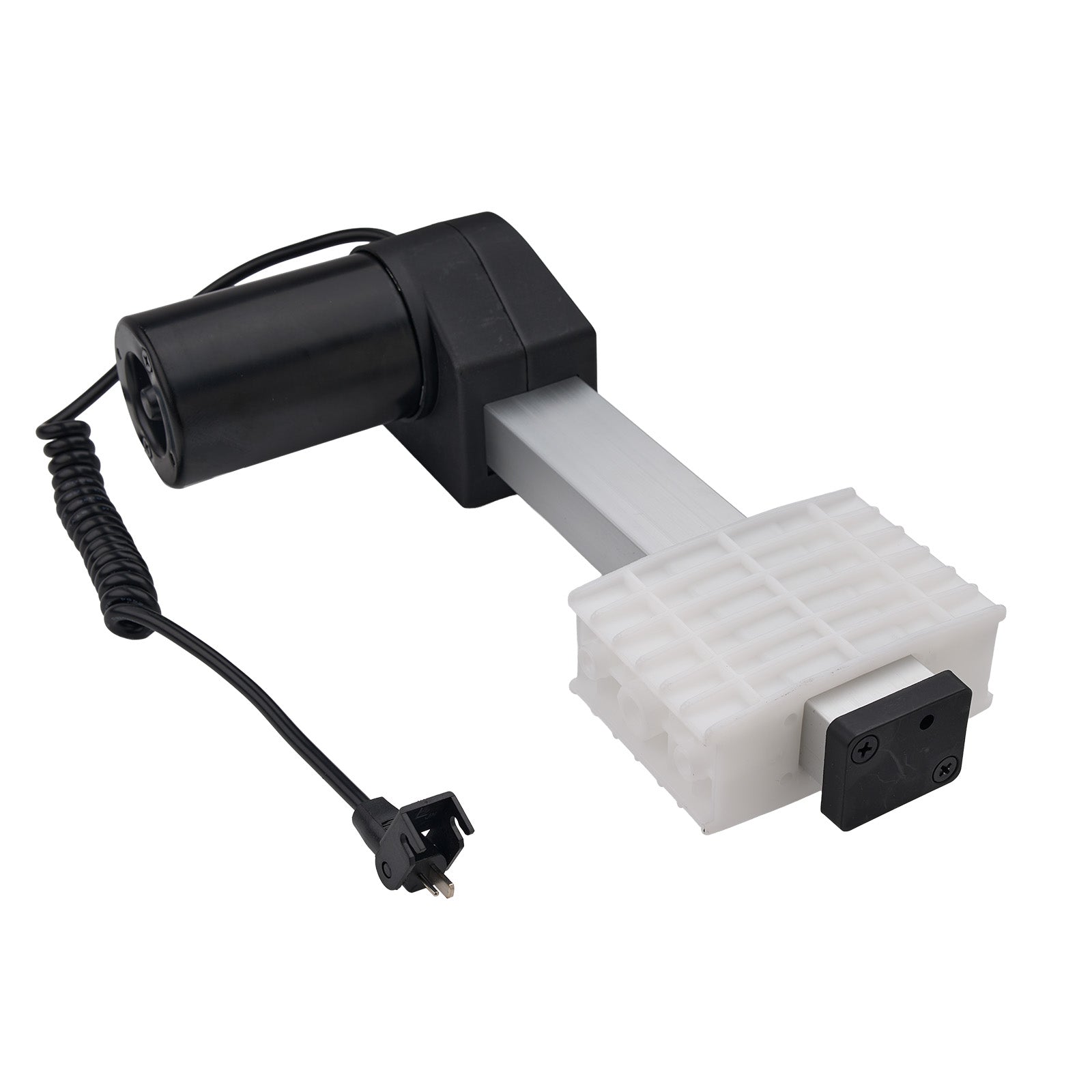 Mechanical component with black and white parts on a white background