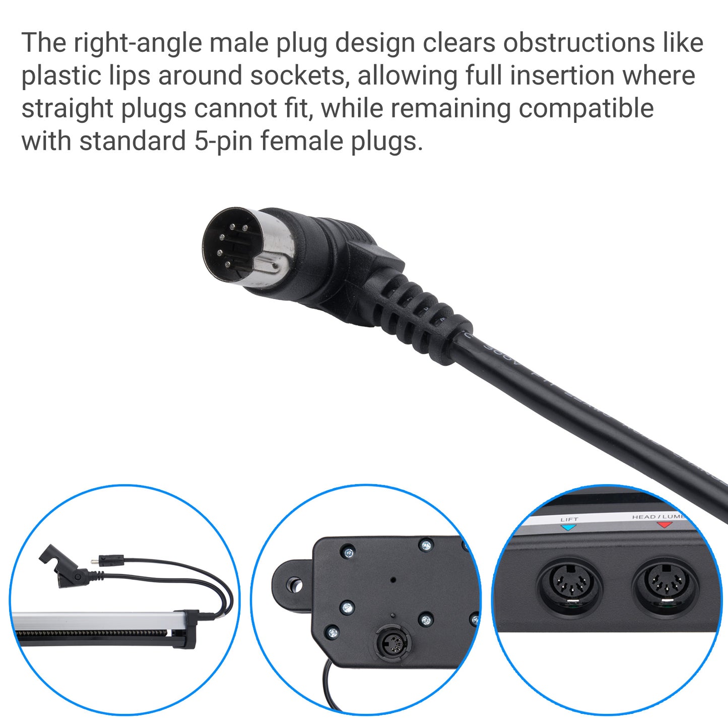 Extension Cord for Recliner Remote Controller 5 Pin Male to Female