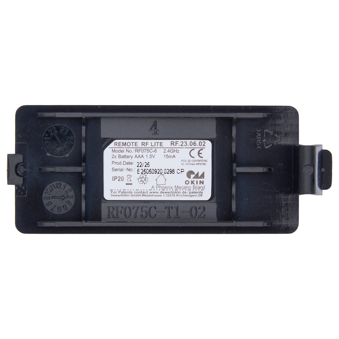 OKIN RF075D RF Lite Wireless Remote Controller + Receiver Control Box Kit for Adjustable Bed