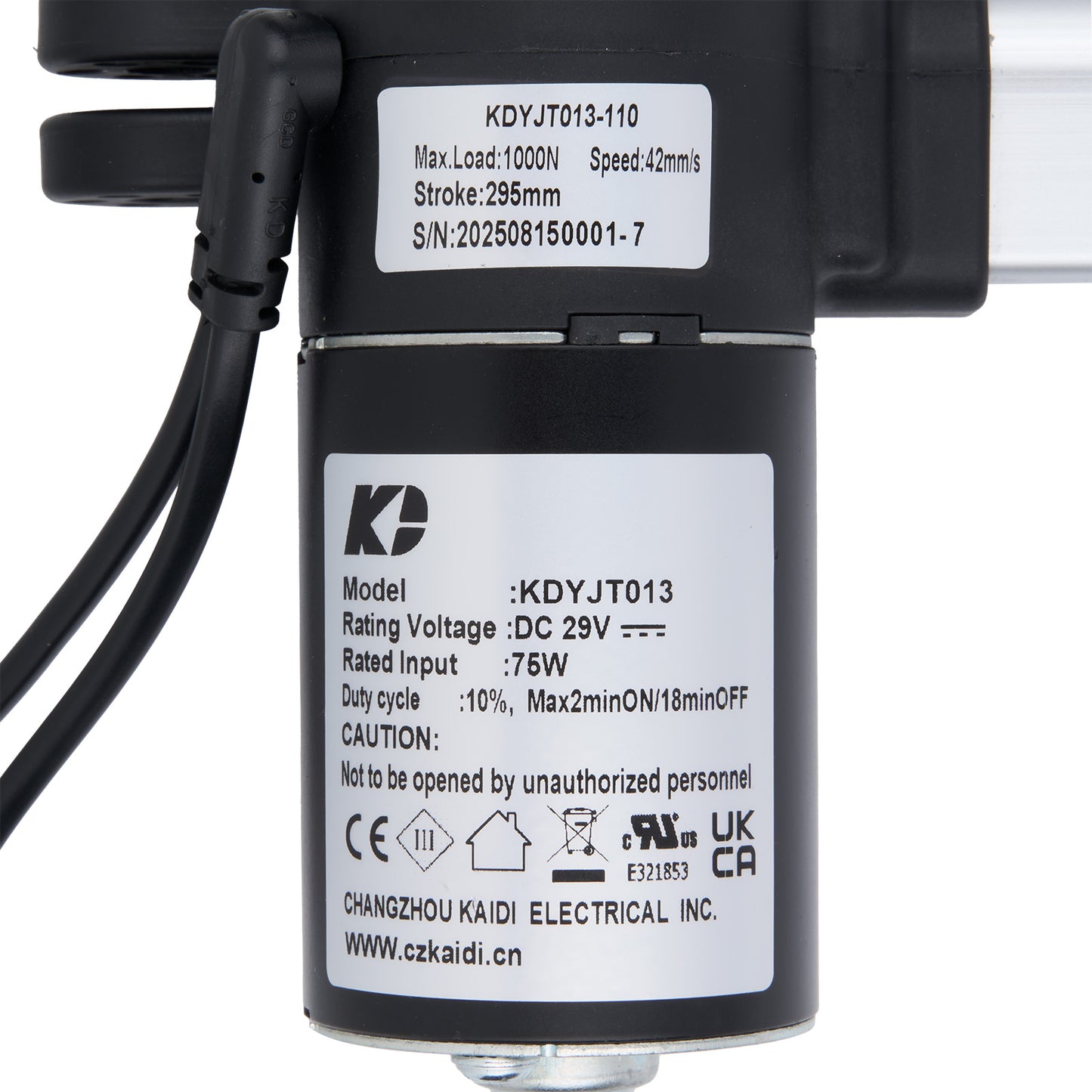 KAIDI KDYJT013-110 Linear Actuator for Recliner/Lift Chair