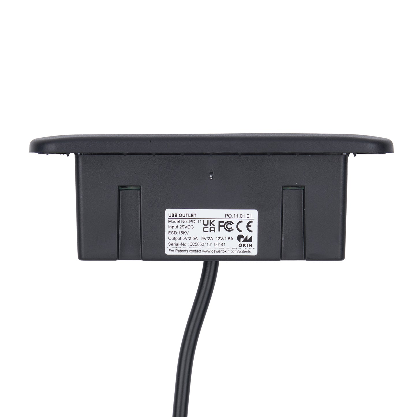 OKIN PO.11.01.01 USB Outlet - Type A + Type C, Rectangular with 2-Pin Male Plug