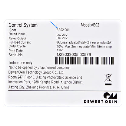 Dewert OKIN AB2.001 Control Panel for Adjustable Desk 6 Button 2 Pin