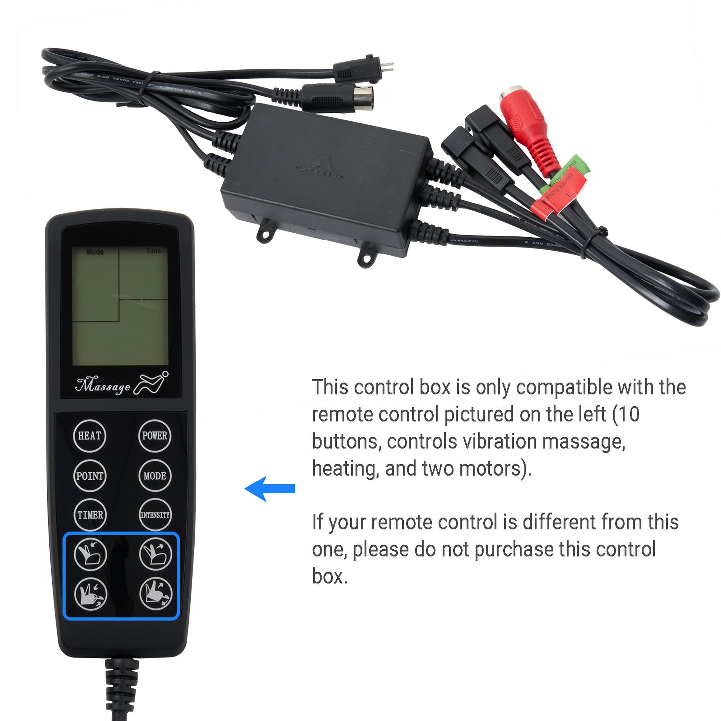 Acrookey 5-Lead Junction Box for Power Recliner or Lift Chair with 2 Motors, 8 Massage Points, and Heating
