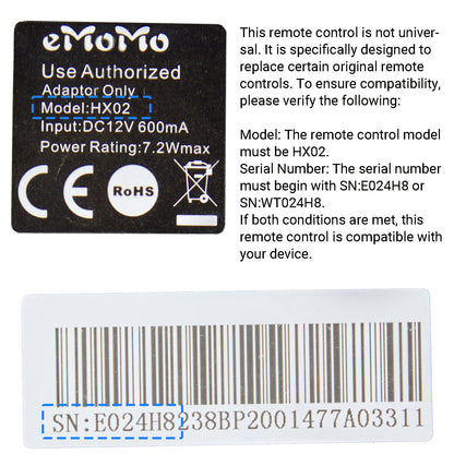 eMoMo HX024H8 Remote Controller 6 Button 8 Pin for Vibration Massage Function