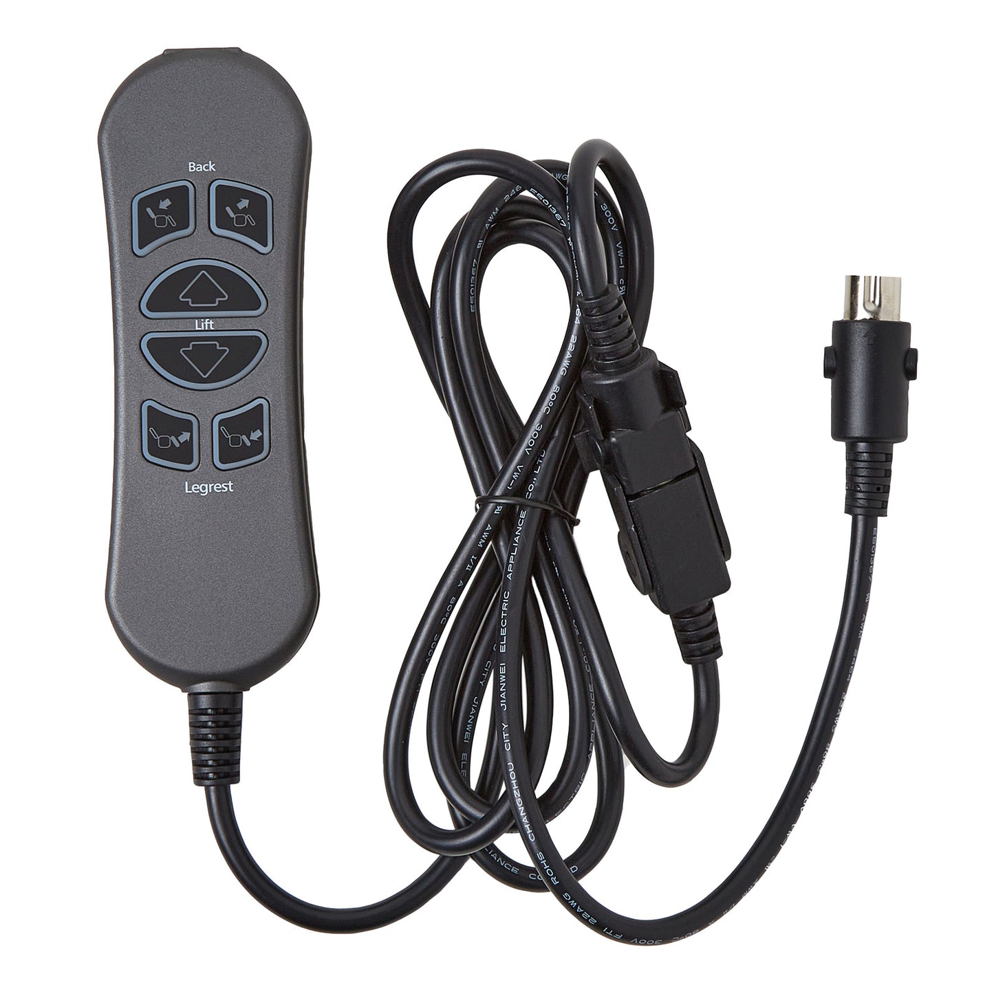 MLSK89-A2 6 Button 5 Pin Remote Controller for Recliner w/USB charging port & backlit