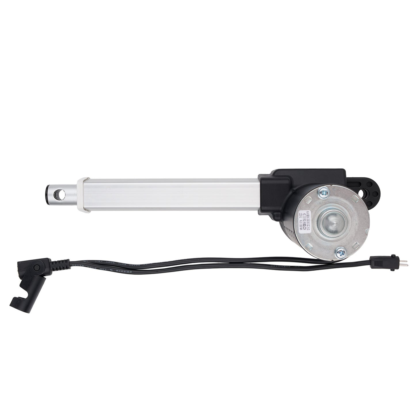 Mechanical component with a motor and cable on a white background