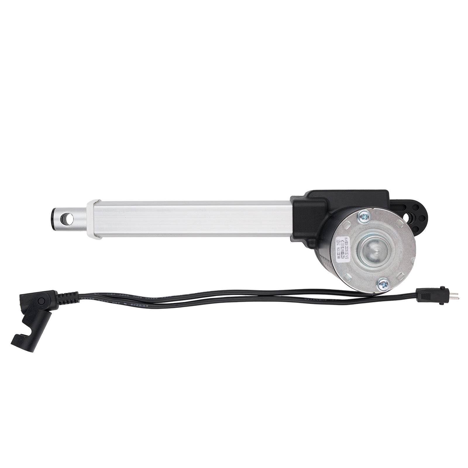 Mechanical component with a motor and cable on a white background