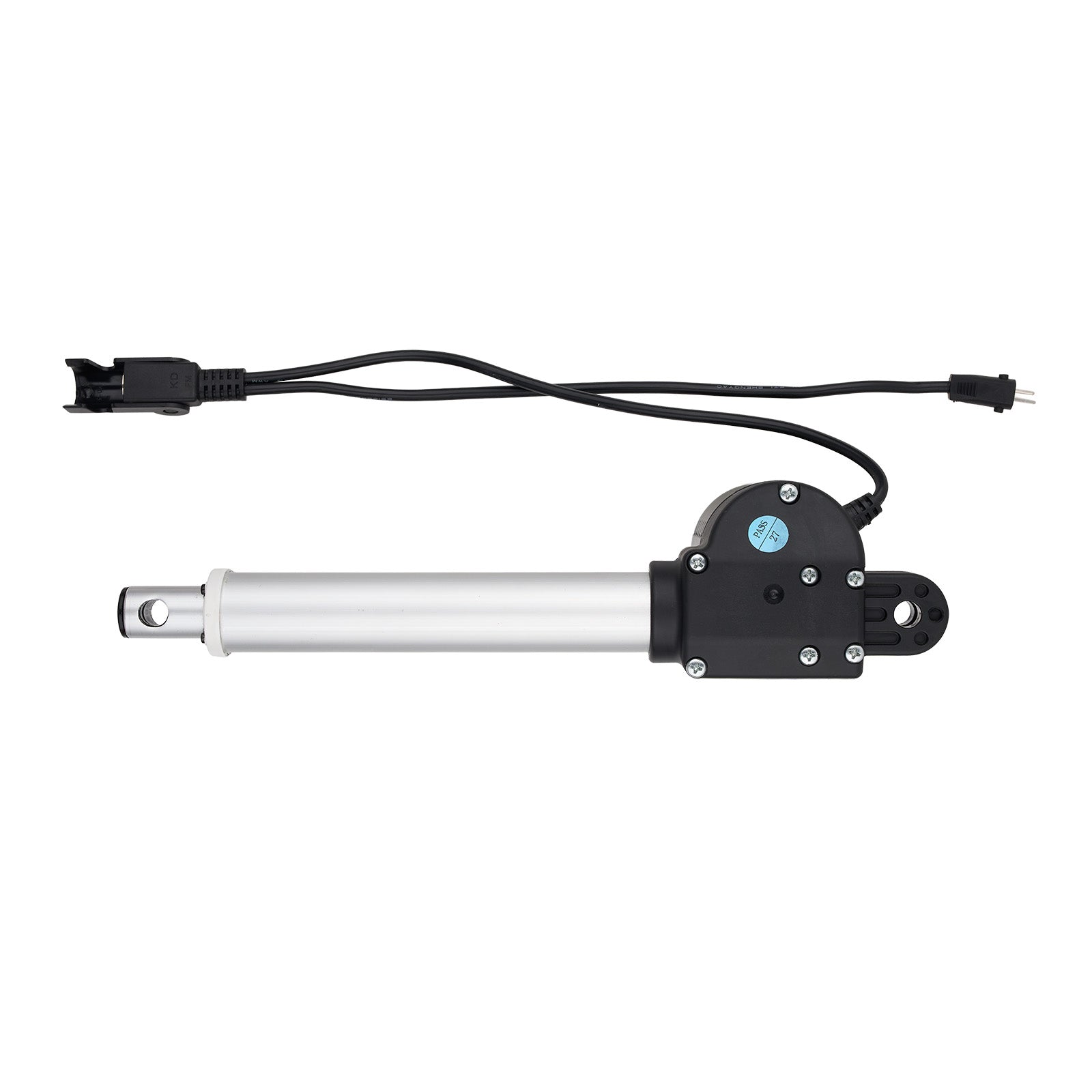 Mechanical linear actuator with wiring on a white background