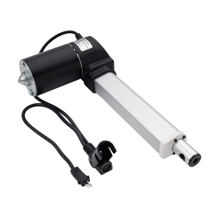 Linear actuator with power cord on a white background