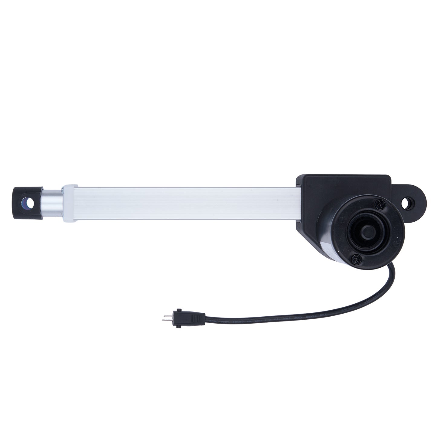 Mechanical component with a white shaft and black housing on a white background