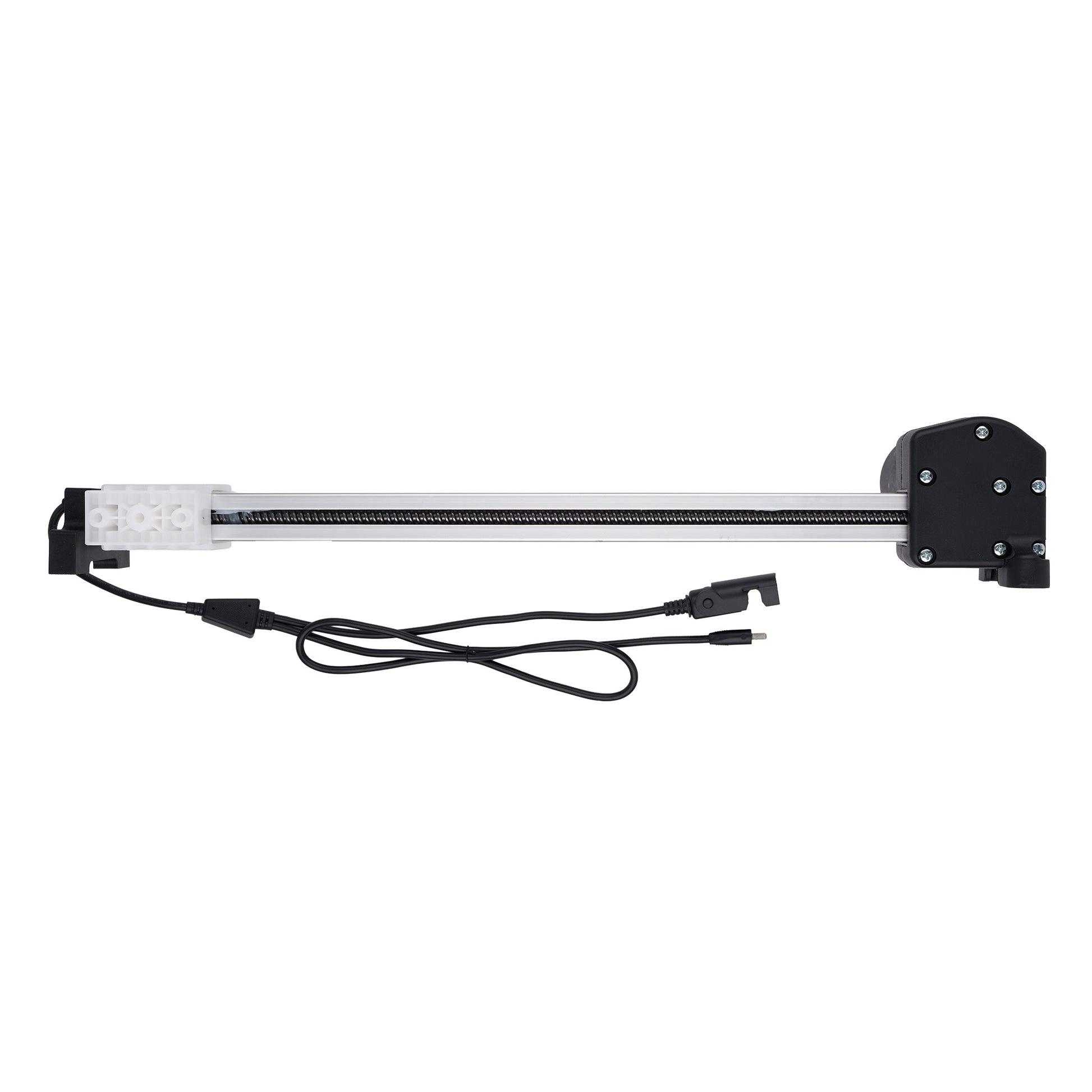 Light bar with black housing and visible wiring on a white background