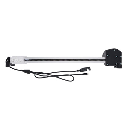 Light bar with black housing and visible wiring on a white background