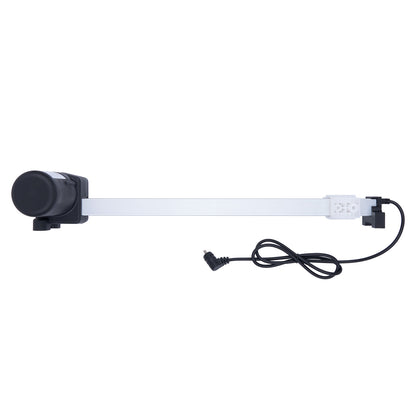Light bar with a black cylindrical component on a white background