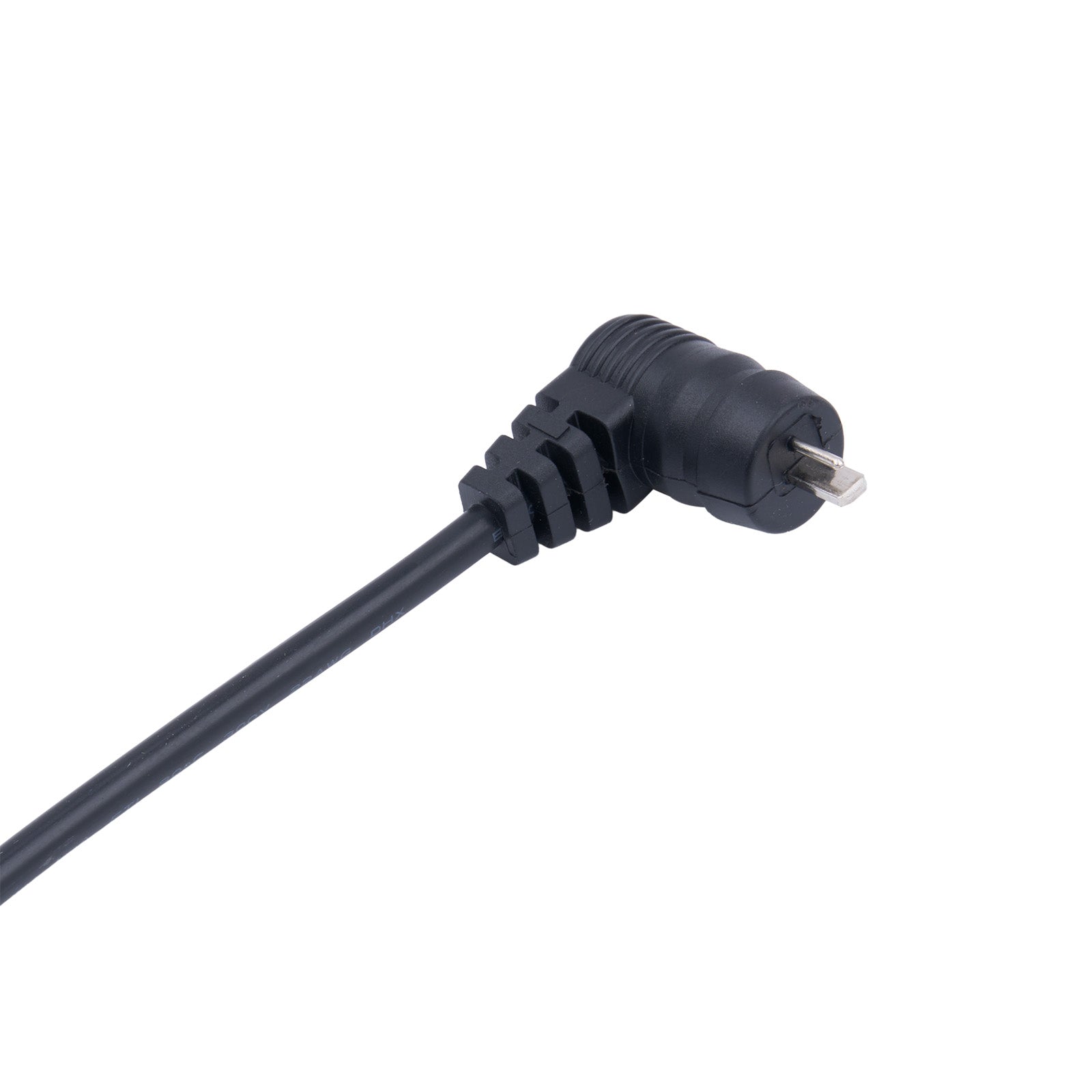 Black power cord with plug on a white background