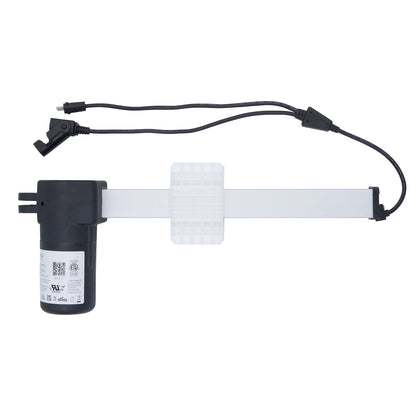 Electrical component with black housing and white bar on a white background