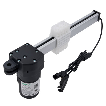 Mechanical arm with motor and cable on a white background