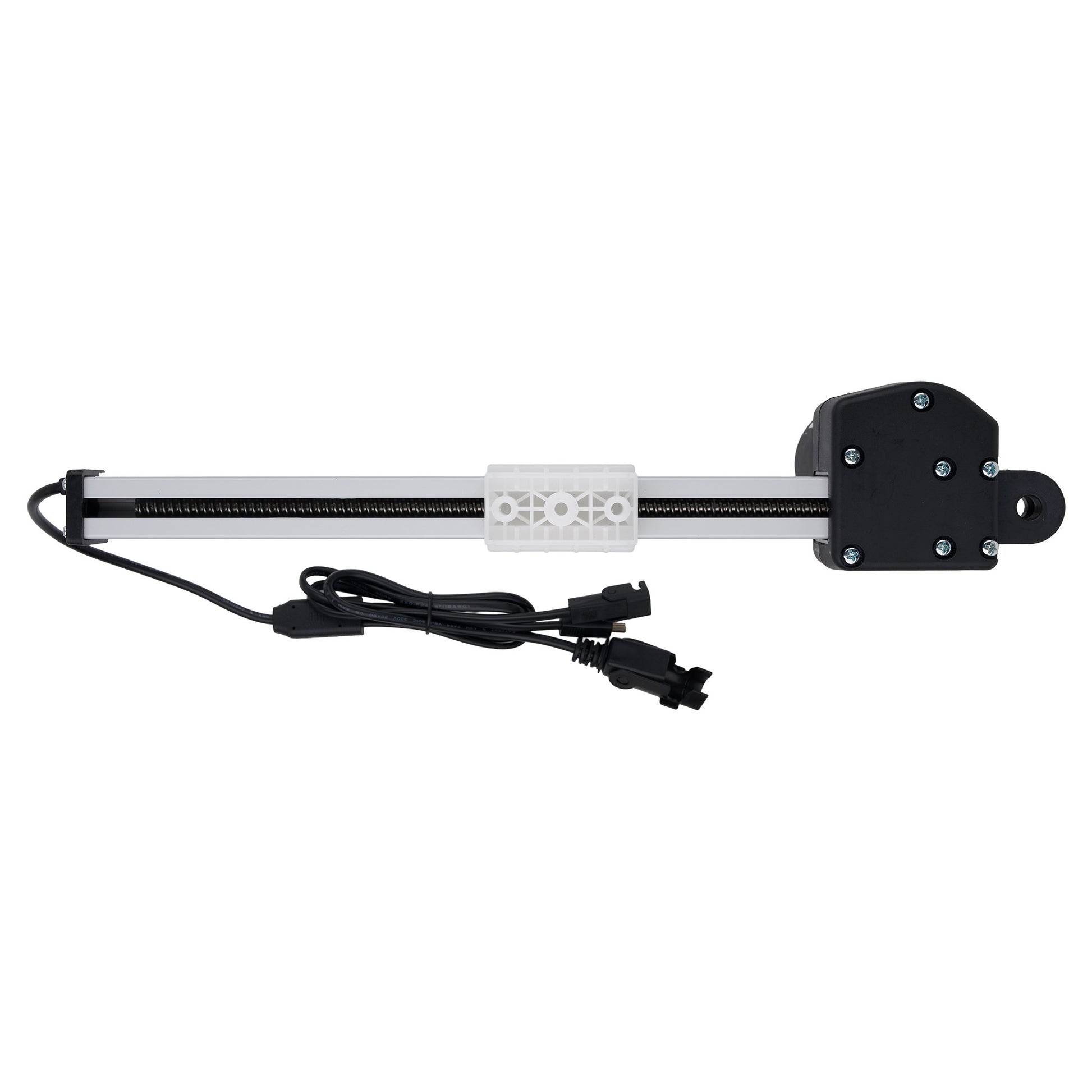 Linear actuator with power cable on a white background