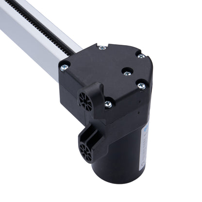 Black mechanical component with a white background