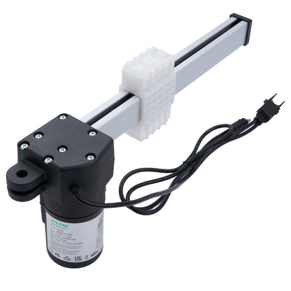 Mechanical linear actuator with cable on a white background