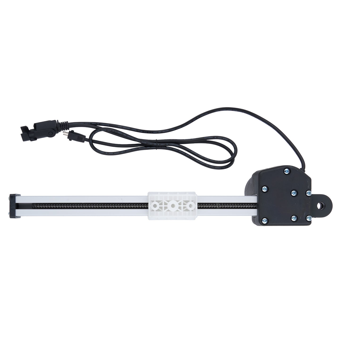 Mechanical linear actuator with cable on a white background