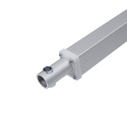 Metallic cylindrical component with a threaded end on a white background