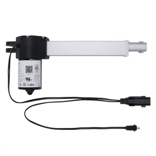 Linear actuator with power cord on a white background